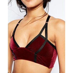 Blue Life Fit Bralette L Burgundy Exhale Velvet Bralette in Garnet Size L